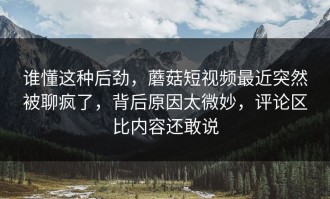 谁懂这种后劲，蘑菇短视频最近突然被聊疯了，背后原因太微妙，评论区比内容还敢说