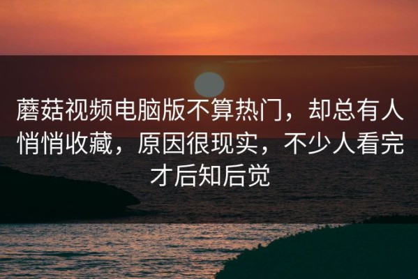 蘑菇视频电脑版不算热门，却总有人悄悄收藏，原因很现实，不少人看完才后知后觉