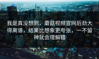 我是真没想到，蘑菇视频官网后劲大得离谱，结果比想象更夸张，一不留神就会理解错