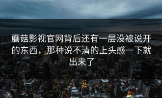 蘑菇影视官网背后还有一层没被说开的东西，那种说不清的上头感一下就出来了
