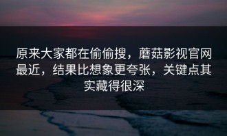 原来大家都在偷偷搜，蘑菇影视官网最近，结果比想象更夸张，关键点其实藏得很深
