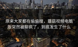原来大家都在偷偷搜，蘑菇视频电脑版突然被聊疯了，到底发生了什么
