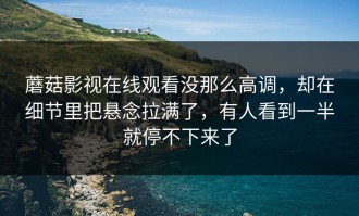 蘑菇影视在线观看没那么高调，却在细节里把悬念拉满了，有人看到一半就停不下来了