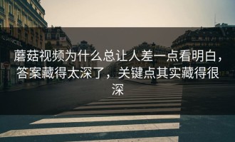 蘑菇视频为什么总让人差一点看明白，答案藏得太深了，关键点其实藏得很深