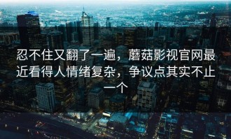 忍不住又翻了一遍，蘑菇影视官网最近看得人情绪复杂，争议点其实不止一个