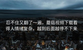 忍不住又翻了一遍，蘑菇视频下载看得人情绪复杂，越到后面越停不下来