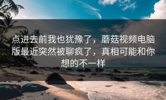 点进去前我也犹豫了，蘑菇视频电脑版最近突然被聊疯了，真相可能和你想的不一样