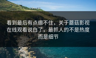 看到最后有点绷不住，关于蘑菇影视在线观看说白了，最抓人的不是热度而是细节