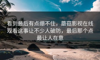 看到最后有点绷不住，蘑菇影视在线观看这事让不少人破防，最后那个点最让人在意