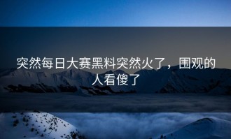 突然每日大赛黑料突然火了，围观的人看傻了