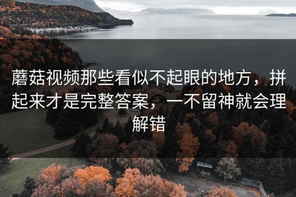 蘑菇视频那些看似不起眼的地方，拼起来才是完整答案，一不留神就会理解错
