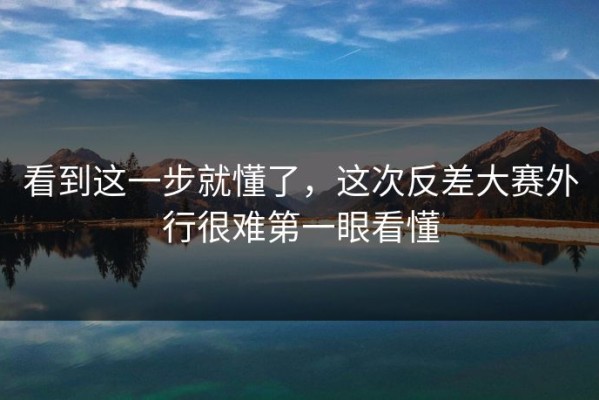 看到这一步就懂了，这次反差大赛外行很难第一眼看懂