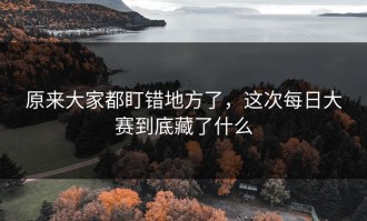 原来大家都盯错地方了，这次每日大赛到底藏了什么