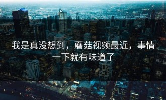 我是真没想到，蘑菇视频最近，事情一下就有味道了
