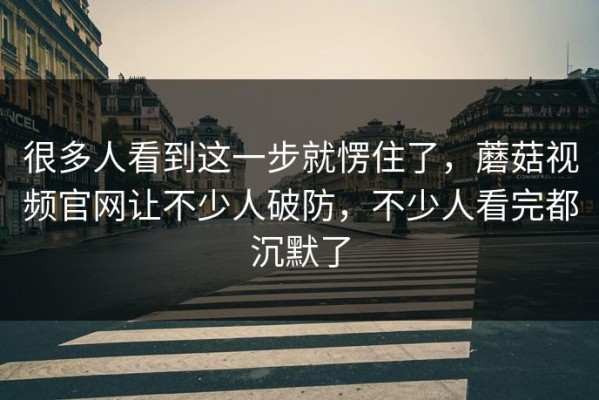 很多人看到这一步就愣住了，蘑菇视频官网让不少人破防，不少人看完都沉默了