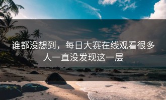 谁都没想到，每日大赛在线观看很多人一直没发现这一层