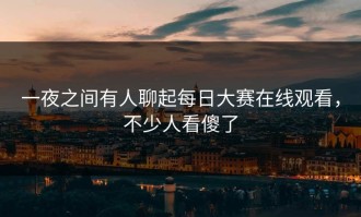 一夜之间有人聊起每日大赛在线观看，不少人看傻了