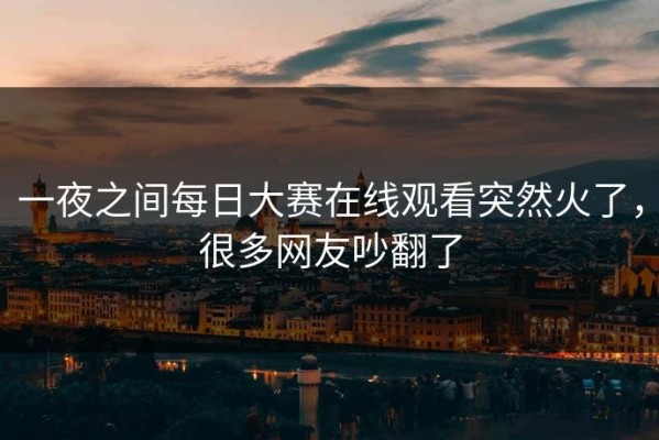 一夜之间每日大赛在线观看突然火了，很多网友吵翻了