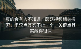 真的会有人不知道，蘑菇视频相关搜索，争议点其实不止一个，关键点其实藏得很深