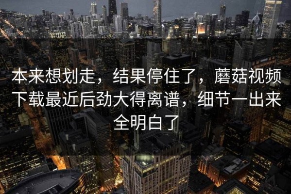 本来想划走，结果停住了，蘑菇视频下载最近后劲大得离谱，细节一出来全明白了