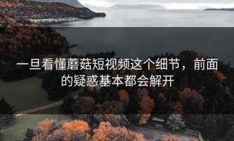 一旦看懂蘑菇短视频这个细节，前面的疑惑基本都会解开