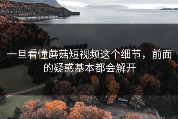 一旦看懂蘑菇短视频这个细节，前面的疑惑基本都会解开