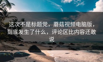 这次不是标题党，蘑菇视频电脑版，到底发生了什么，评论区比内容还敢说