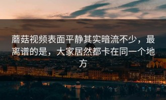 蘑菇视频表面平静其实暗流不少，最离谱的是，大家居然都卡在同一个地方