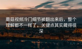 蘑菇视频冷门细节被翻出来后，整个理解都不一样了，关键点其实藏得很深