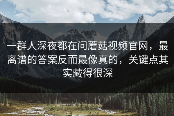 一群人深夜都在问蘑菇视频官网，最离谱的答案反而最像真的，关键点其实藏得很深