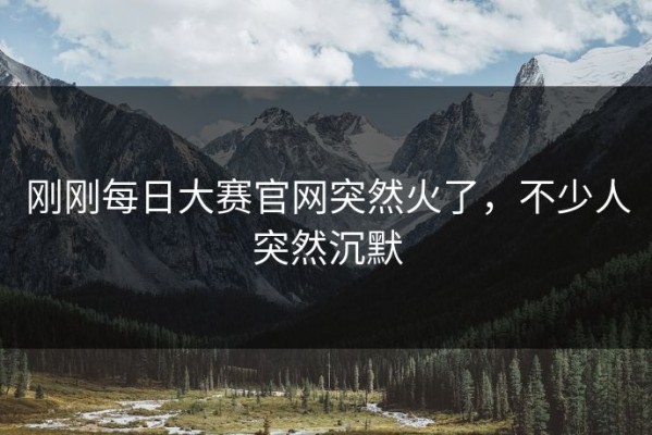 刚刚每日大赛官网突然火了，不少人突然沉默