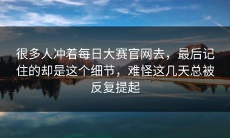 很多人冲着每日大赛官网去，最后记住的却是这个细节，难怪这几天总被反复提起