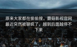 原来大家都在偷偷搜，蘑菇影视官网最近突然被聊疯了，越到后面越停不下来
