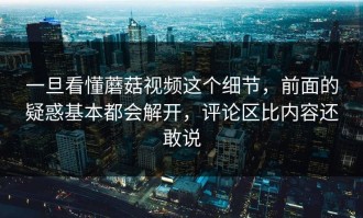 一旦看懂蘑菇视频这个细节，前面的疑惑基本都会解开，评论区比内容还敢说