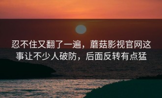 忍不住又翻了一遍，蘑菇影视官网这事让不少人破防，后面反转有点猛