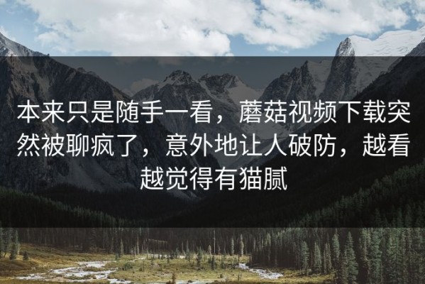本来只是随手一看，蘑菇视频下载突然被聊疯了，意外地让人破防，越看越觉得有猫腻