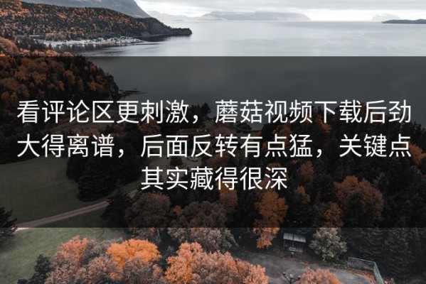 看评论区更刺激，蘑菇视频下载后劲大得离谱，后面反转有点猛，关键点其实藏得很深