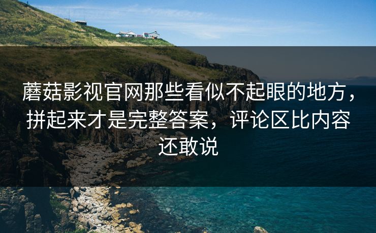 蘑菇影视官网那些看似不起眼的地方，拼起来才是完整答案，评论区比内容还敢说