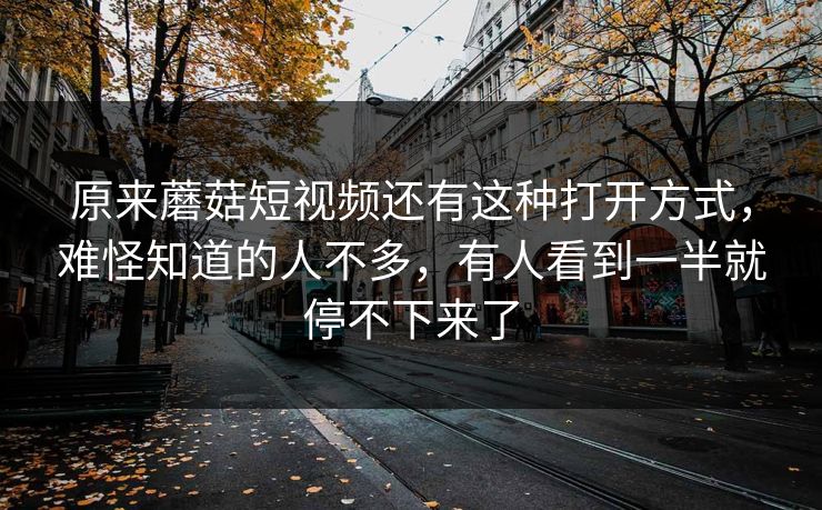 原来蘑菇短视频还有这种打开方式，难怪知道的人不多，有人看到一半就停不下来了