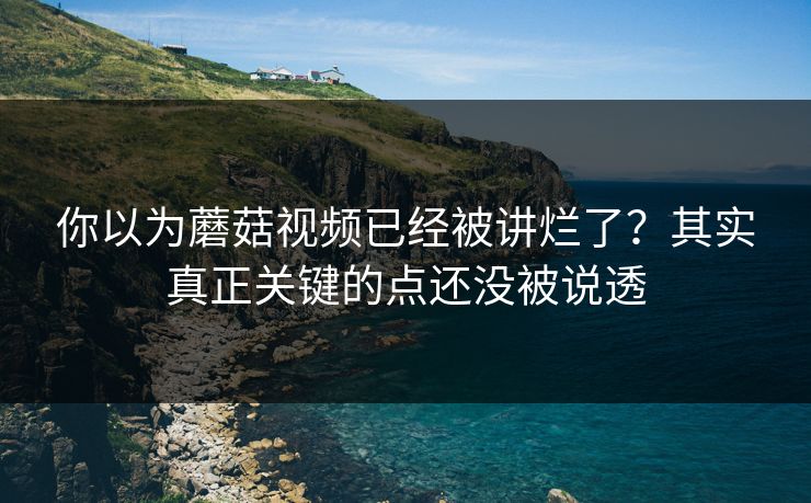 你以为蘑菇视频已经被讲烂了？其实真正关键的点还没被说透