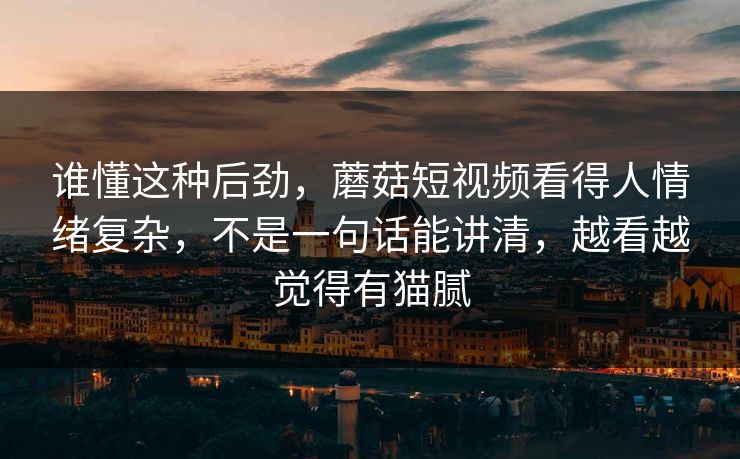 谁懂这种后劲，蘑菇短视频看得人情绪复杂，不是一句话能讲清，越看越觉得有猫腻