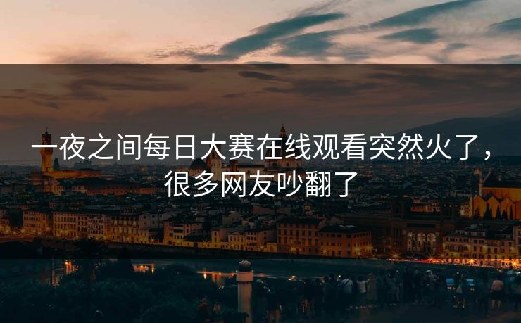 一夜之间每日大赛在线观看突然火了，很多网友吵翻了