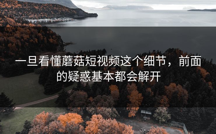 一旦看懂蘑菇短视频这个细节,前面的疑惑基本都会解开 一旦看懂蘑菇短视频这个细节,前面的疑惑基本都会解开
