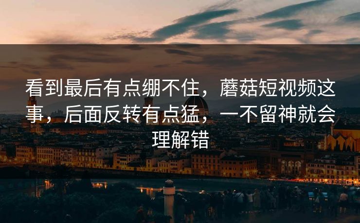 看到最后有点绷不住，蘑菇短视频这事，后面反转有点猛，一不留神就会理解错