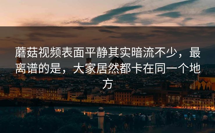 蘑菇视频表面平静其实暗流不少,最离谱的是,大家居然都卡在同一个地方 蘑菇视频表面平静其实暗流不少,最离谱的是,大家居然都卡在同一个地方
