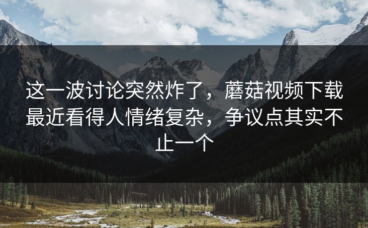 这一波讨论突然炸了,蘑菇视频下载最近看得人情绪复杂,争议点其实不止一个 这一波讨论突然炸了,蘑菇视频下载最近看得人情绪复杂,争议点其实不止一个